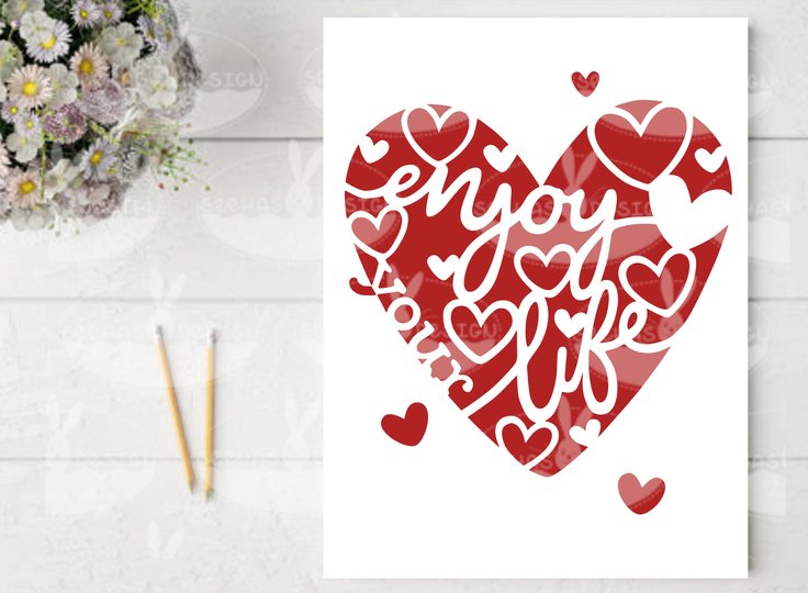 Herz Enjoy your Life Plotterdatei SVG DXF