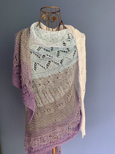 Strickanleitung - Bobbel-Dreieckstuch mit Farbverlauf "Sommer am Meer"