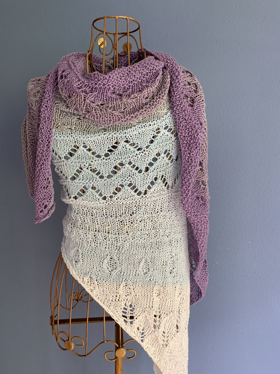 Strickanleitung - Bobbel-Dreieckstuch mit Farbverlauf "Sommer am Meer"