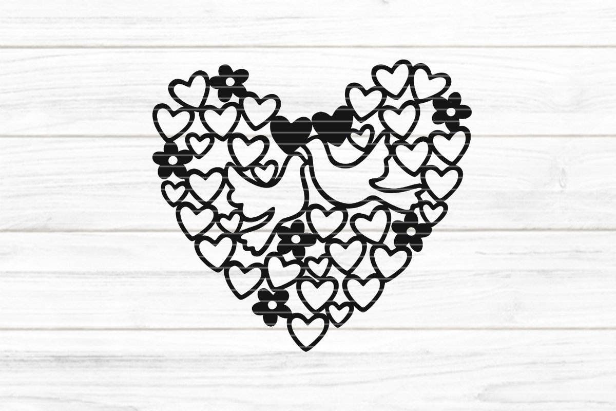 Herz mit Tauben Plotterdatei SVG DXF FCM