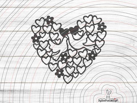 Herz mit Tauben Plotterdatei SVG DXF