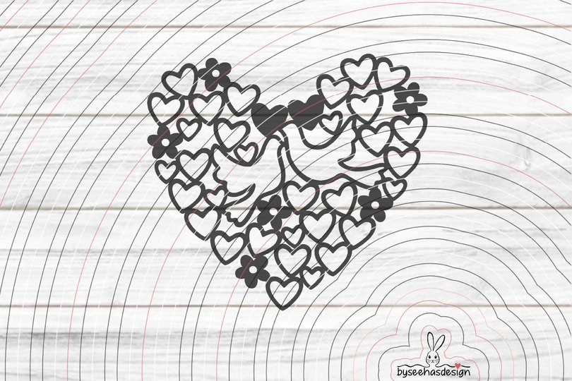 Herz mit Tauben Plotterdatei SVG DXF