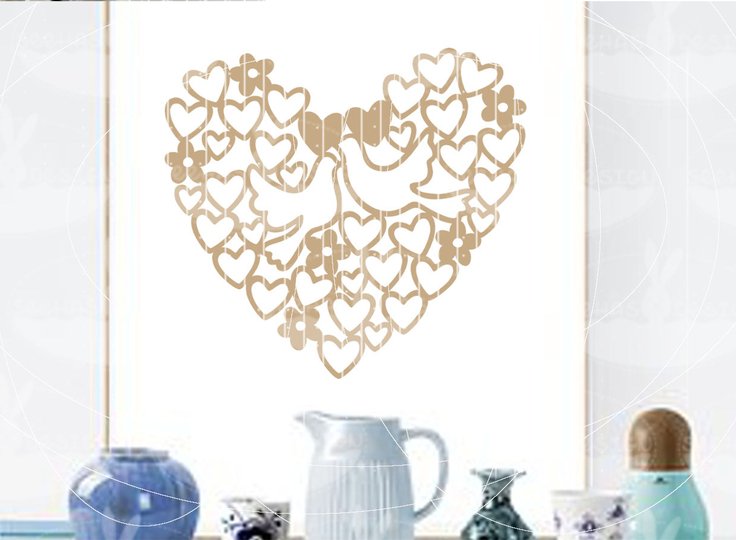 Herz mit Tauben Plotterdatei SVG DXF