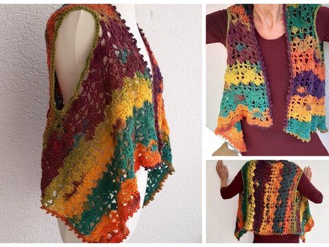 Häkelanleitung Weste "Rückenschmeichler" mit tollem Muster, ALLE Größen