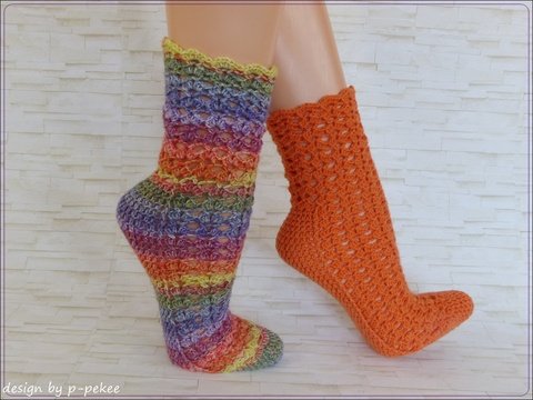 EasySoks12 Häkelanleitung für Socken mit schönem Muschelmuster
