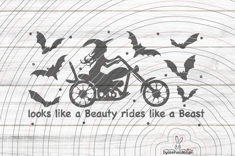 Hexe auf Motorrad Plotterdatei  SVG DXF