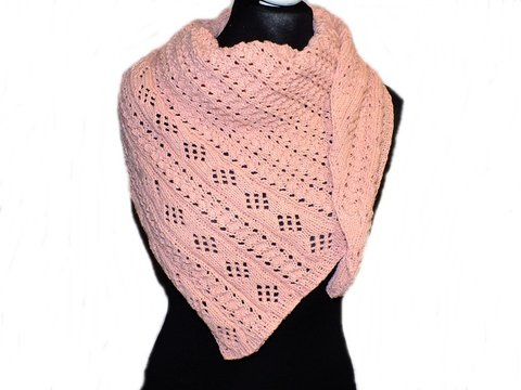 Strickanleitung Dreieckstuch asymmetrisch Rosazöpli