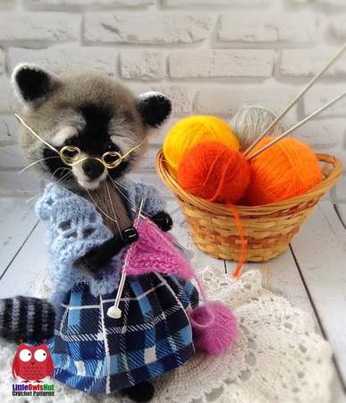 220 Crochet Pattern - Glasha the Raccoon with clothing - Amigurumi PDF file by Ogol CP