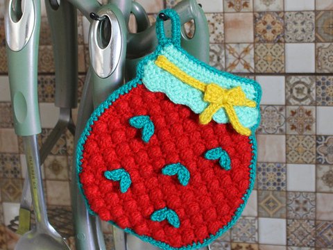 "A jar of strawberry jam " potholder