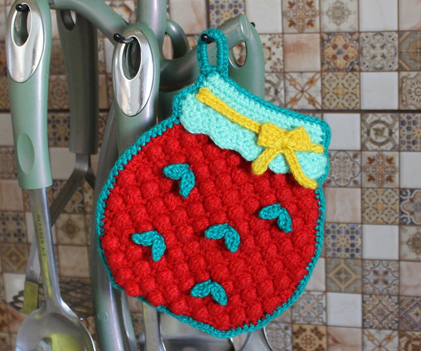 "A jar of strawberry jam " potholder