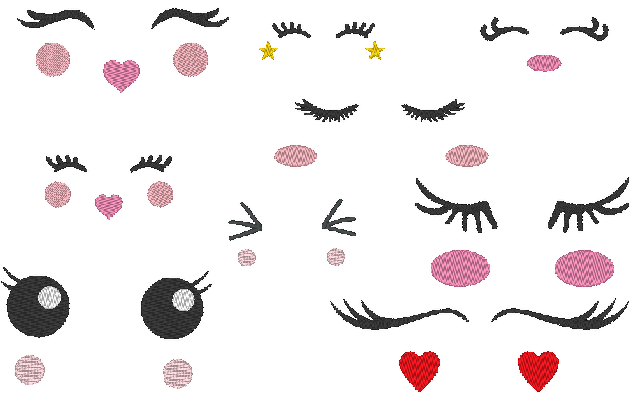 Gesichter für Kuscheltiere Stickdatei