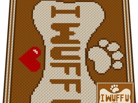 Häkelmuster *I WUFF U * Grafik für C2C Decke