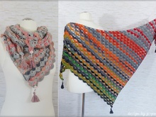"Tamina" gehäkeltes zweifarbiges Dreieckstuch  / Schal / Stola