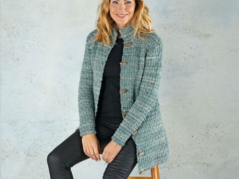 Strickanleitung Damenlongjacke "Feinstrumpf Color" 760005