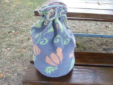 Häkelanleitung - Tapestry-Beutel "il fiore"