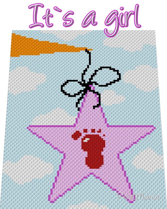 Häkelmuster * Babyglück - It´s a girl * Grafik für C2C Decke - Bild 5