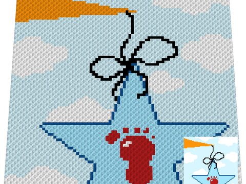 Häkelmuster * Babyglück - It´s a boy * Grafik für C2C Decke