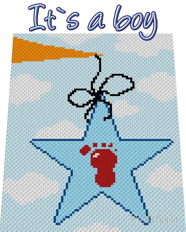 Häkelmuster * Babyglück - It´s a boy * Grafik für C2C Decke - Bild 2