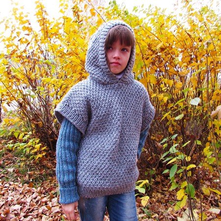 Knitted poncho hood pattern
