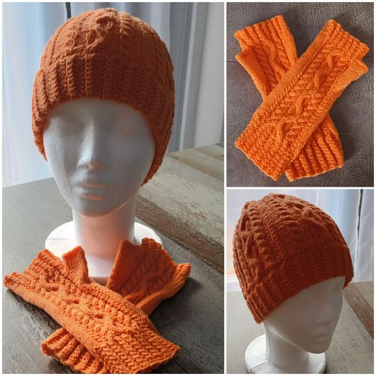 Strickanleitung für das Set aus Mütze und Armstulpen "Rosalie"