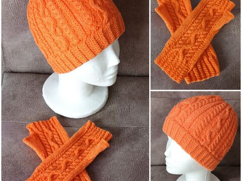 Strickanleitung für das Set aus Mütze und Armstulpen "Rosalie"