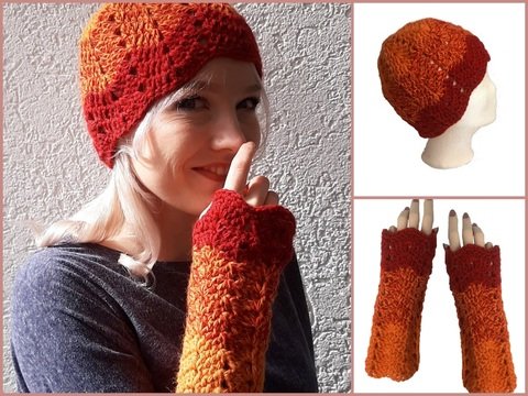 Häkelanleitung Mütze + Stulpen "Auf Zack", alle Größen, auch für Anfänger