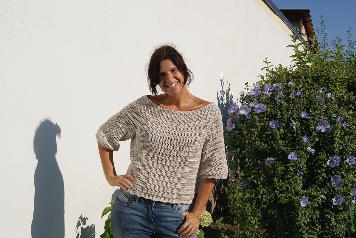 Häkelpulli CARMEN (Gr. S/M, L/XL, leicht an alle Größen anzupassen) - Bild 4