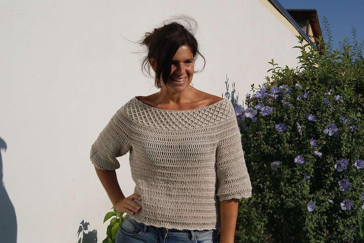 Häkelpulli CARMEN (Gr. S/M, L/XL, leicht an alle Größen anzupassen) - Bild 3