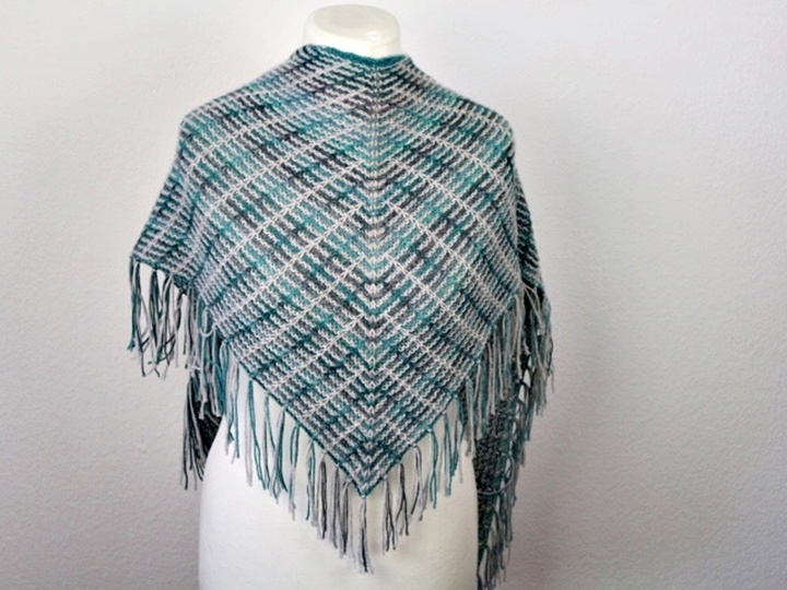 Knitting Pattern PDF Poncho Shawl Easy – Modern Triangle Shawl for Beginner