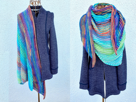 Einsteigertuch lllusionsstricken "Fenster zum Regenbogen"| Schattenstricken