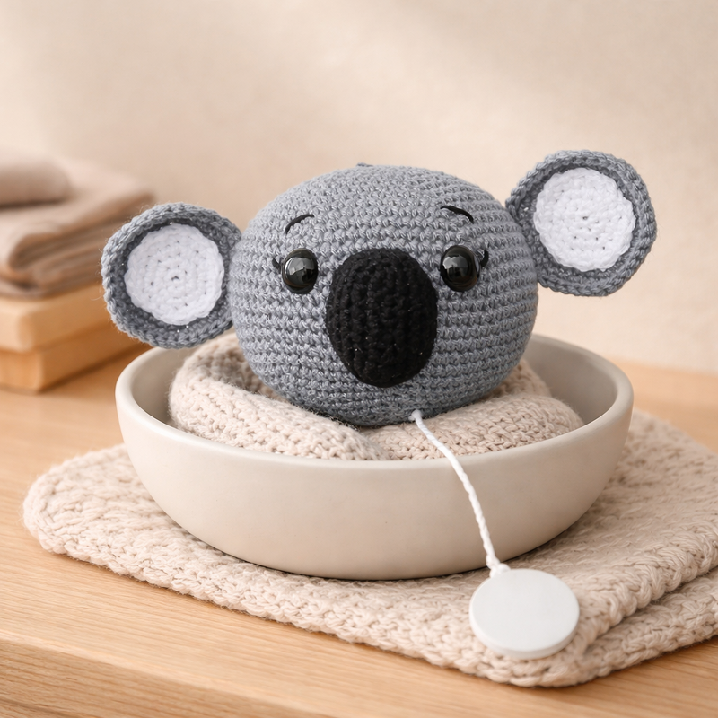 Häkelanleitung Koala Spieluhr, Babyspielzeug häkeln