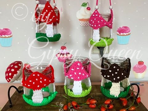 Häkelanleitung Fliegenpilz Windlicht