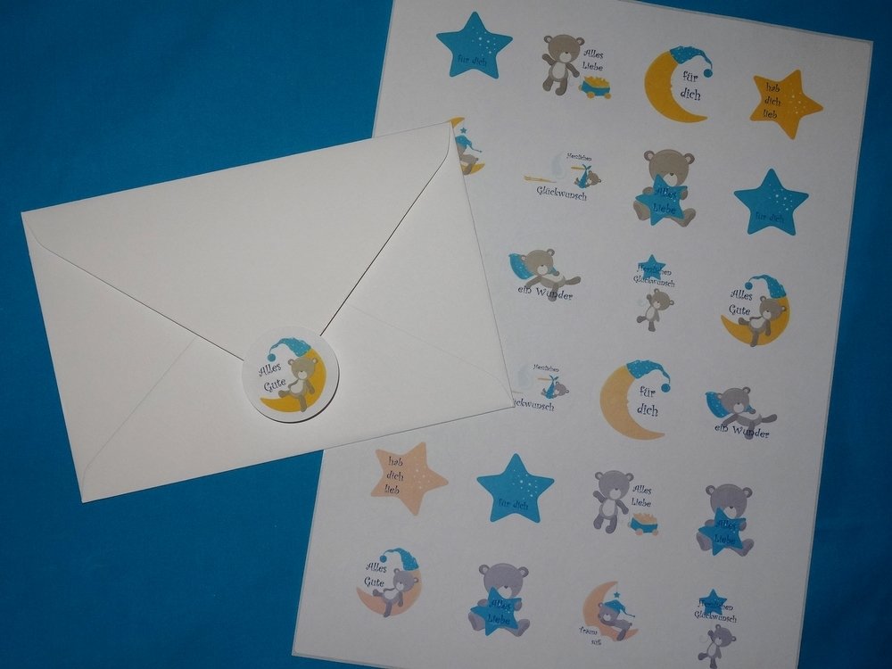 Druckvorlage Sticker zur Geburt mit Babybär Aufkleber - Bild 4