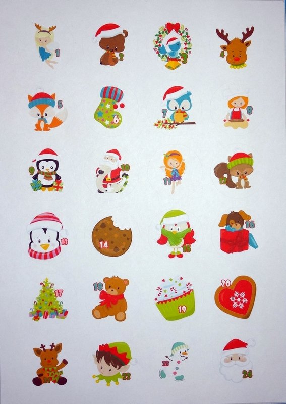 Druckvorlage Sticker Adventskalender Zahlen Aufkleber
