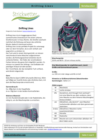 Knitting Pattern Shawl Drifting Lines