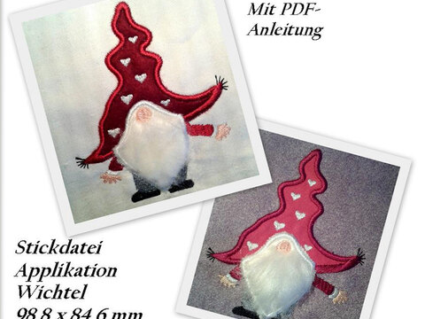 Stickdatei Applikation Wichtel