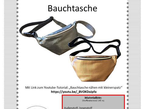 Nähanleitung und Schnittmuster: Bauchtasche / Gürteltasche