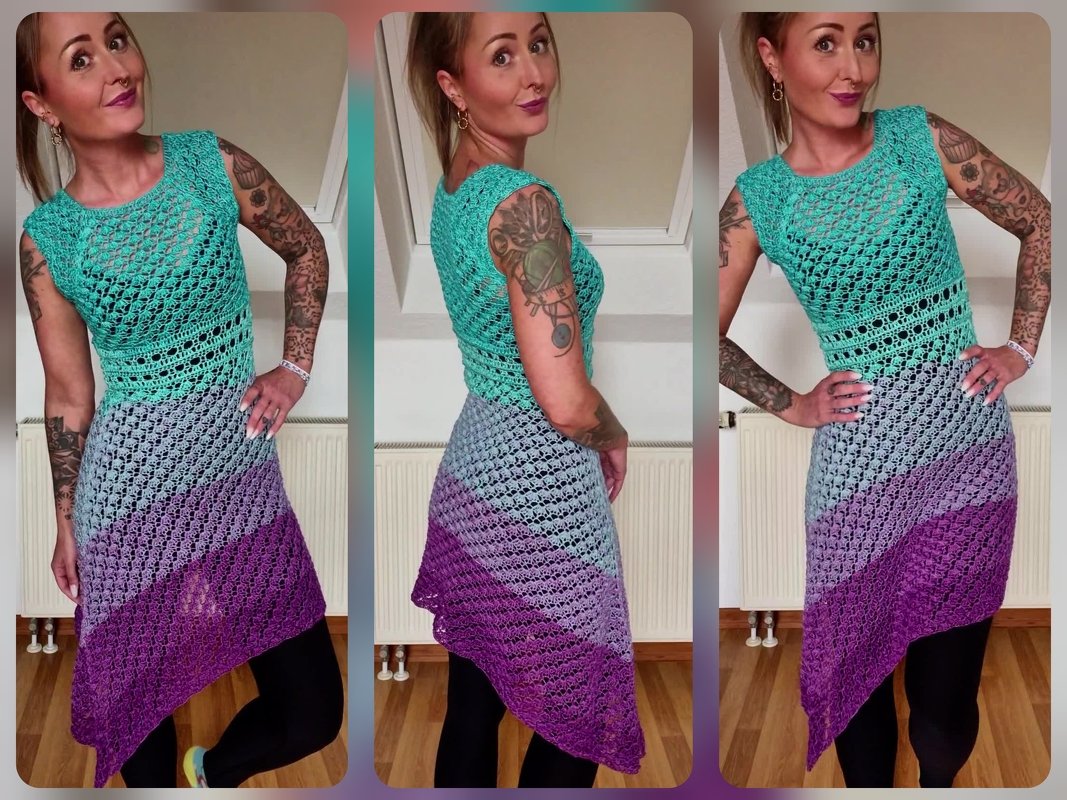 asymmetrische Tunika Betti häkeln Häkeltunika Oberteil Shirt