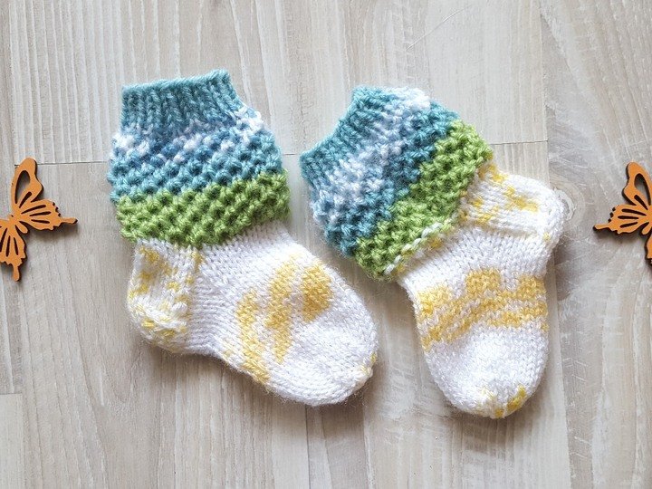 Strickanleitung Babysöckchen, Babysocken, Sohlenlänge ca. 9 cm   #265