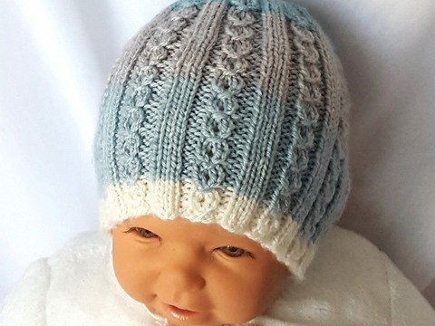 Strickanleitung Babymütze, Baby-Mütze, ca. 3 - 8 Monate