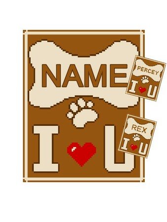 Hakelmuster Hunde Knochen Mit Name Personalisiert Grafik Fur Fm Decke