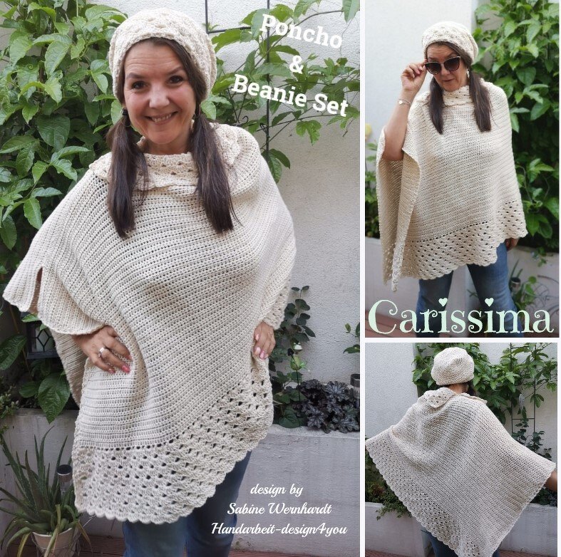 Poncho &amp; Beanie Set "Carissima"