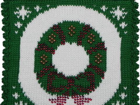 Weihnachten, Topflappen Weihnachtskranz mit Perlen Tannenbaum PDF-Anleitung