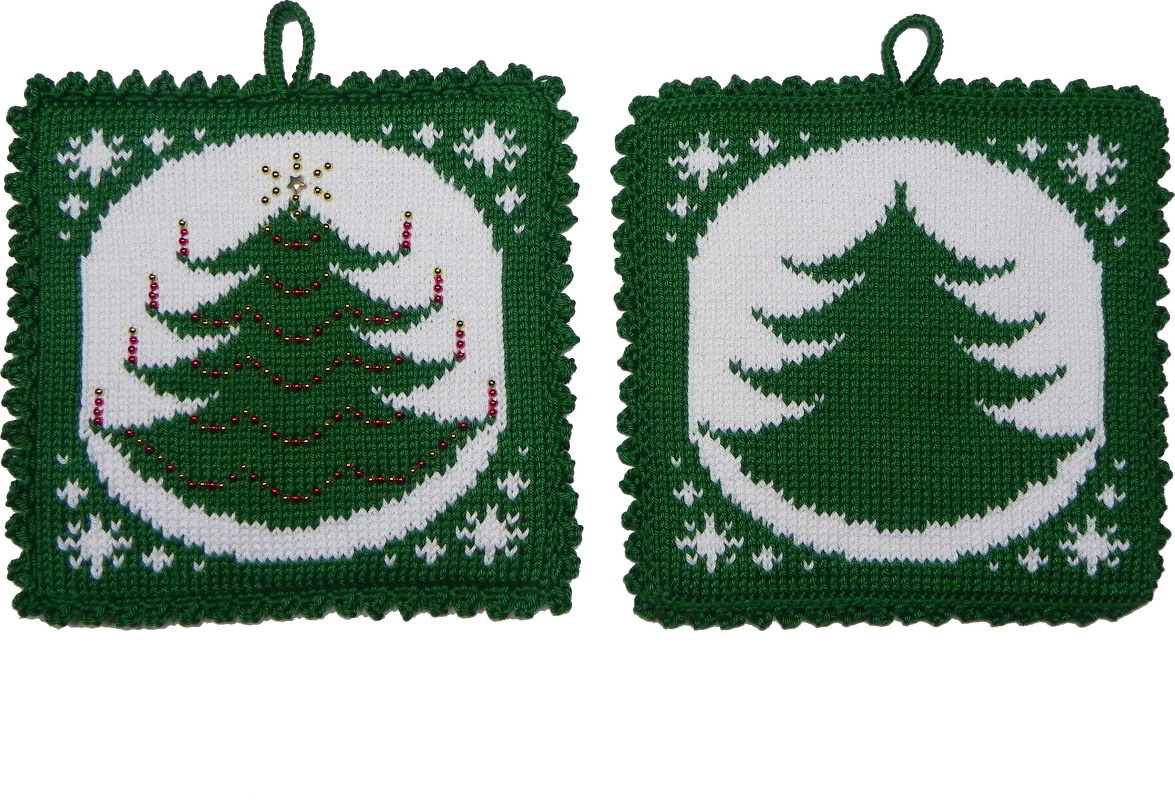 Tannenbaum, Topflappen Tannenbaum mit Perlen, Weihnachtsbaum, PDF-Anleitung
