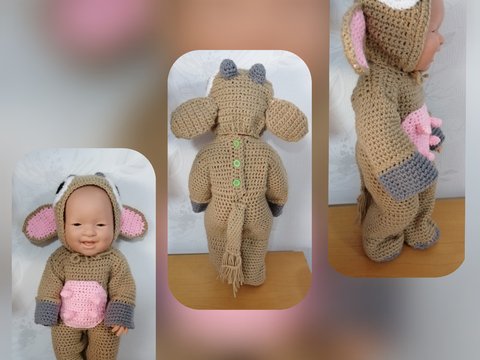 Puppenkostüm Kuh 39 cm