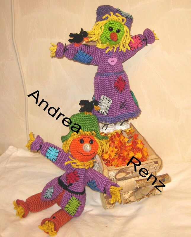 scarecrow couple, PDF crochet pattern, doll, amigurumi, straw man, bogle, boggle autumnal deco - Image 4