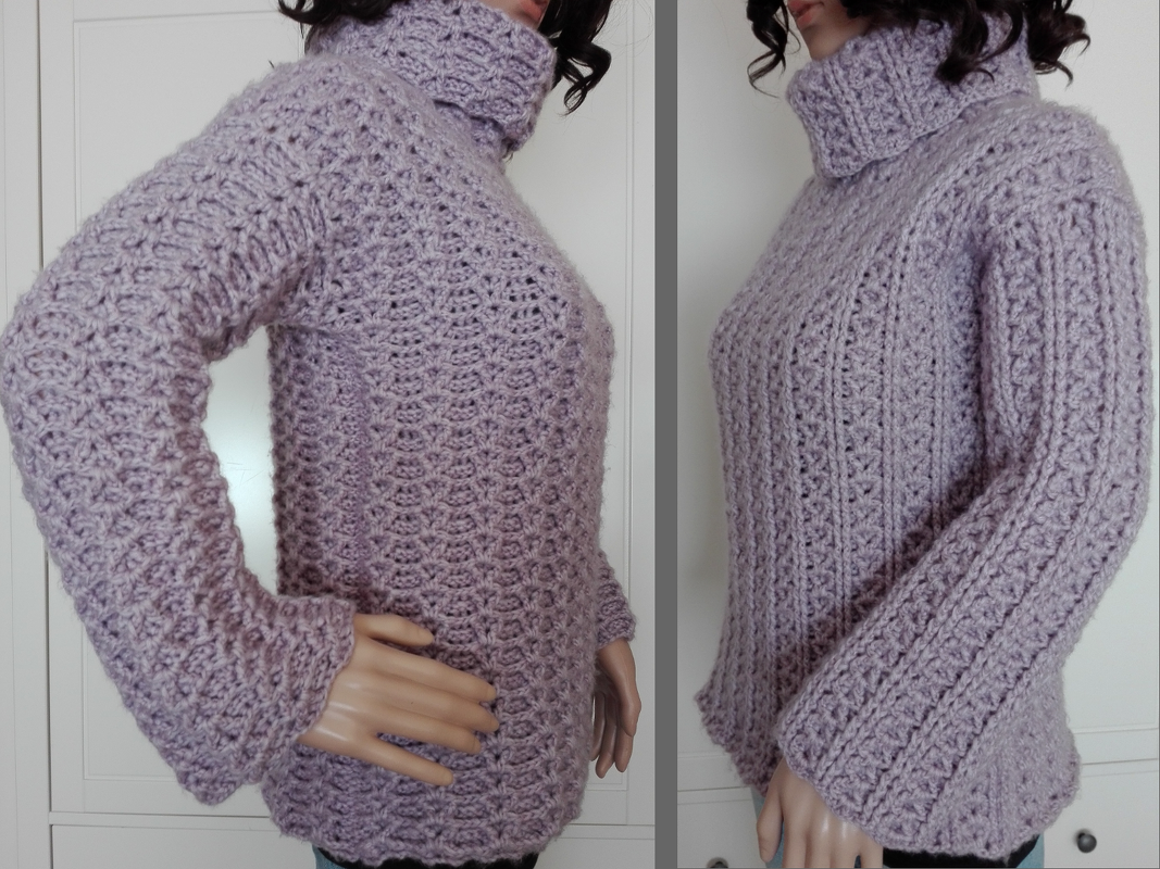 Dicker Pulli Gr. S/M & L/XL Wende-Rollkragenpullover Häkelanleitung