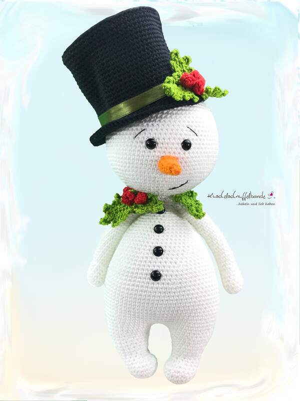 Häkelanleitung Kuschelschnuffelbande Schneemann Gordy