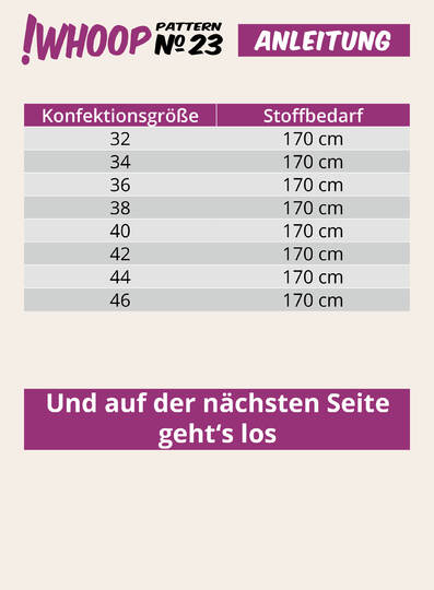 !Whoop No 23 Kleid Schnittmuster & Nähanleitung 32-46