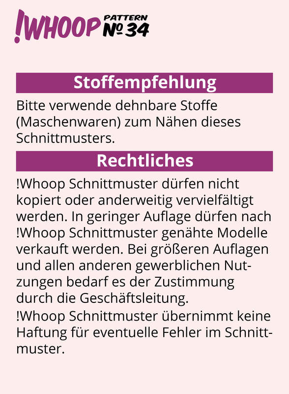 !Whoop No 34 Hoodieshirt Schnittmuster &amp; Nähanleitung 32-46